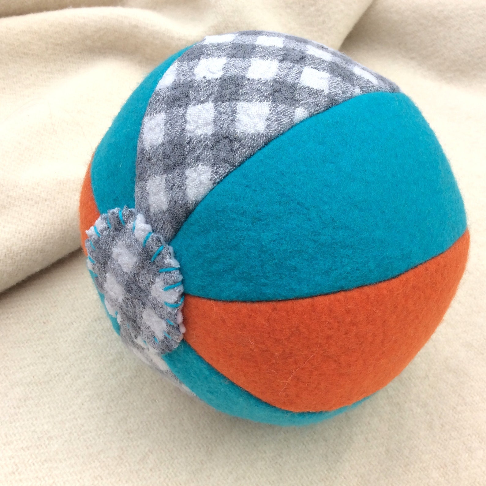 Stuffed Fabric Ball Wool Felt Toy Ball Soft Patchwork Baby Etsy