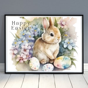 Lente Pasen konijn print | Afdrukbare wanddecoratie | Afdrukbare muurkunst | Pasen kunstafdrukken Vintage | Digitale neutrale muurkunst | Easter002