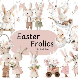Pasen clipart aquarel, land Pasen clipart, paasmand, paashaas, lente clipart kwekerij lente clipart lente konijntjes clipart