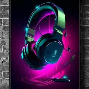 Gaming Headset Print: Graffiti Gamer Room Decor (A3 & A4 Digital Download)