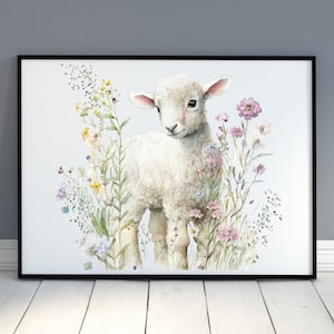 Lente Pasen lam print | Afdrukbare wanddecoratie | Afdrukbare muurkunst | Pasen kunstafdrukken Vintage | Digitale neutrale muurkunst | Easter001