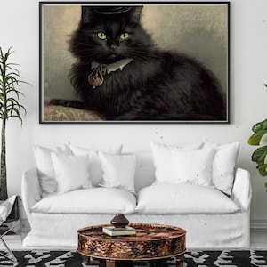 Dark Academia Cat Print: Moody Cottagecore Botanical Art (Digital Download)