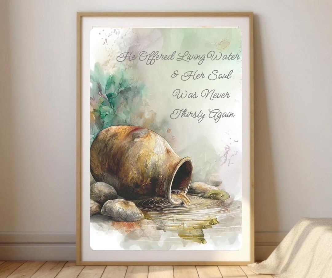 Woman at the Well Scripture Art: Watercolor Christian Bible Print ...