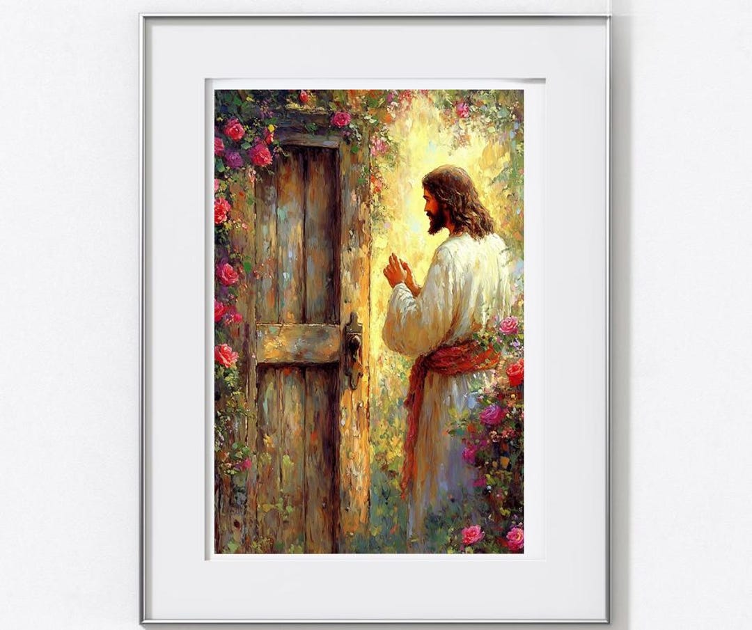 Jesus Knocking on Wooden Door Printable - Spiritual Wall Art, Rustic ...