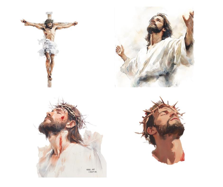 20 JESUS CHRIST Easter Clipart, Printable Watercolor clipart, High Quality JPG/PNGs, Digital download, Paper craft, Journal, Card