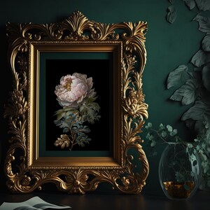 Druckbare Kunst, Dunkler Blumendruck, Dunkle Academia Drucke| Dark Cottagecore| Stimmungsvoller Blumendruck | Dark Botanical| Dark Academia Decor| PE003
