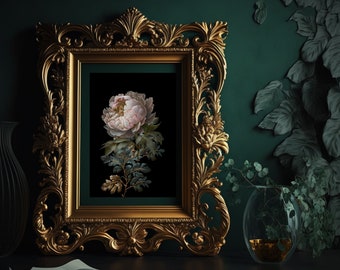 Printable Art, Dark Floral Print, Dark Academia Prints| Dark Cottagecore| Moody Floral Print| Dark Botanical|  Dark Academia Decor| PE003