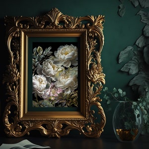 Druckbare Kunst, Dunkler Blumendruck, Dunkle Academia Drucke| Dark Cottagecore| Stimmungsvoller Blumendruck | Dark Botanical| Dark Academia Decor| PE007