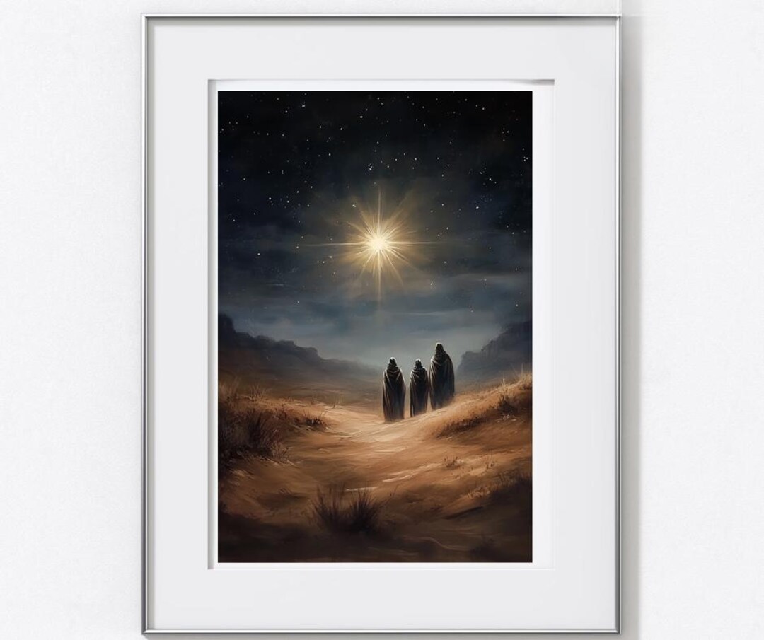 Three Wise Men Printable Wall Art - Spiritual Nativity Scene, Moody ...