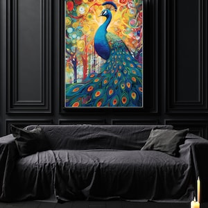 Peacock Wall Art, Peacock Decor, Feather, Canvas Wall Art, Instant download, Animal Wall Art, Living Room Decor, Vintage Peacock, PC001