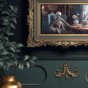 Darkcore Cottage Skelett Kunstdruck: Viktorianisches Dekor (Digitaler Download)