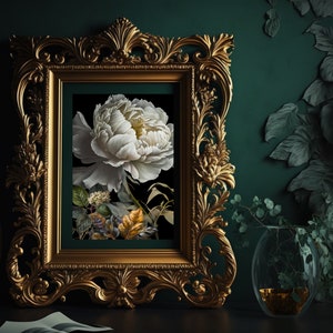 Dark Cottagecore Peony Art Print: Moody Botanical Decor (Digital Download)