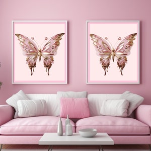 Pink Butterfly Art Print: Vintage Animal Wall Decor (Digital Download)