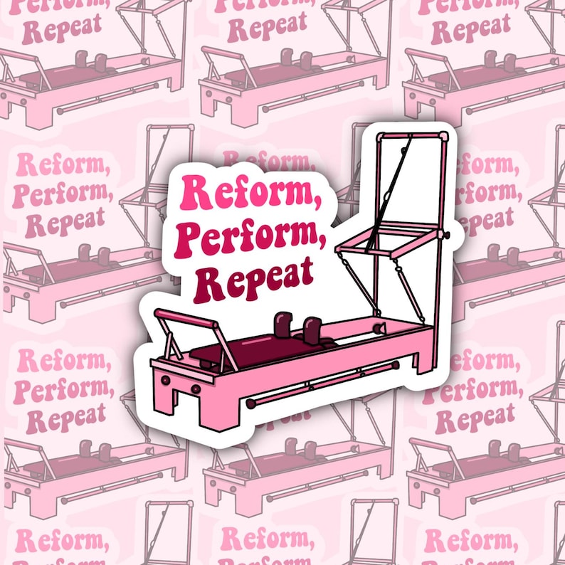Reforms Stickers Pink Pilates Reformer Sticker – Fitness, Workout Vinyl Decal for Water ...