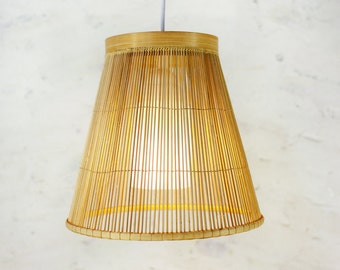 Bamboo Pendant Light, Boho Light Fixture, Shadow Light, Basket Hanging Lamp, Kitchen Island Suspension Luminaire, Ceiling Lampshade, Xmas