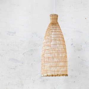 Fish Trap Light, Bamboo Pendant Lamp, Tribal Hanging Lamp, Woven Light Fixture, Artisan Lamp, Asian Light, Boho Rattan Pendant, Earthy Light