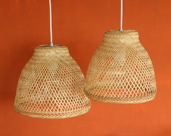Bamboo Pendant Light, Bamboo Lightshade, Basket Pendant Light, Woven Lamp Shade, Hanging Light Fixture, Hanging Lamp, Wabi Sabi  Bell Lights