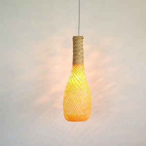 Bamboo Pendant Light, Hanging Ceiling Lantern, Small Bamboo Lamp Shade, Artisan Wicker Pendant, Woven Bamboo Lamp, Secret Santa Gift, Boho