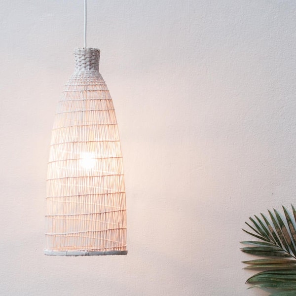 Native Bamboo Light Shade, Fish Trap Hanging Lamp, Woven Bamboo Pendant Lamp, Artisan Lighting, Japandi Light, Boho Lamp, Wicker Lampshade