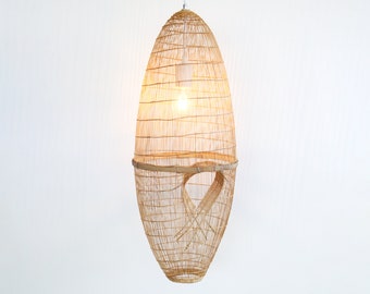 Fish Trap Pendant Lamp, Bamboo Pendant Lamp, Woven Hanging Lamp, Drum Pendant Light, Beach House Lantern, Rattan Ceiling Lamp, Thailand Lamp