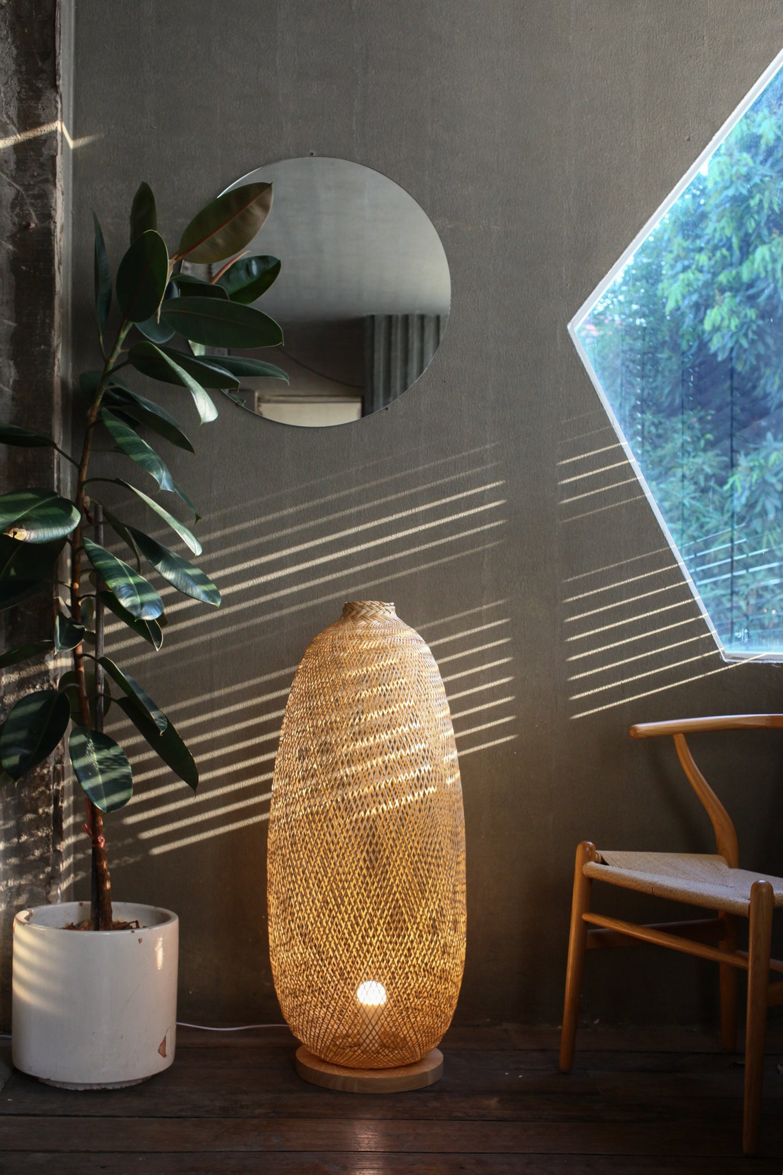 Flexible Bambus Boden/Tisch Lampe FischFalle Stehleuchte | Etsy