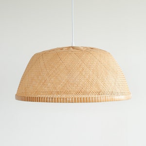 Bamboo Bowl Lamp Shade, Hanging Bamboo Pendant Lamp, Natural Bamboo Pendant Light, Kitchen Island Suspension Light, Coastal Kitchen Lamp