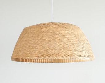 Handwoven Bamboo Bowl Pendant Lamp, Coastal Kitchen Lighting