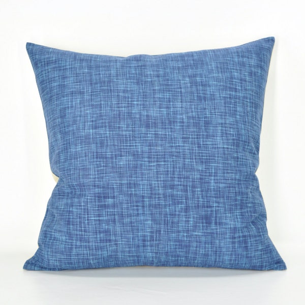 Blue Pillow Case, Handwoven Pillow Cover, Linen Cushion Cover, Ikat Pillow Case, Thailand Pillow Cover, Scatter Cushion Cover / 461