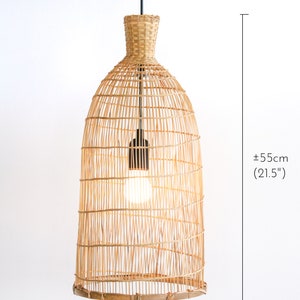 Bamboo Pendant Light, Woven Pendant Lamp, Bamboo Hanging Lamp, Coastal Bar Light, Accent Lamp, Veneer Lamp, Basket Pendant Lamp, Asian Light image 9