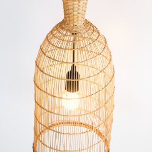 Bamboo Pendant Light, Woven Pendant Lamp, Bamboo Hanging Lamp, Coastal Bar Light, Accent Lamp, Veneer Lamp, Basket Pendant Lamp, Asian Light image 7