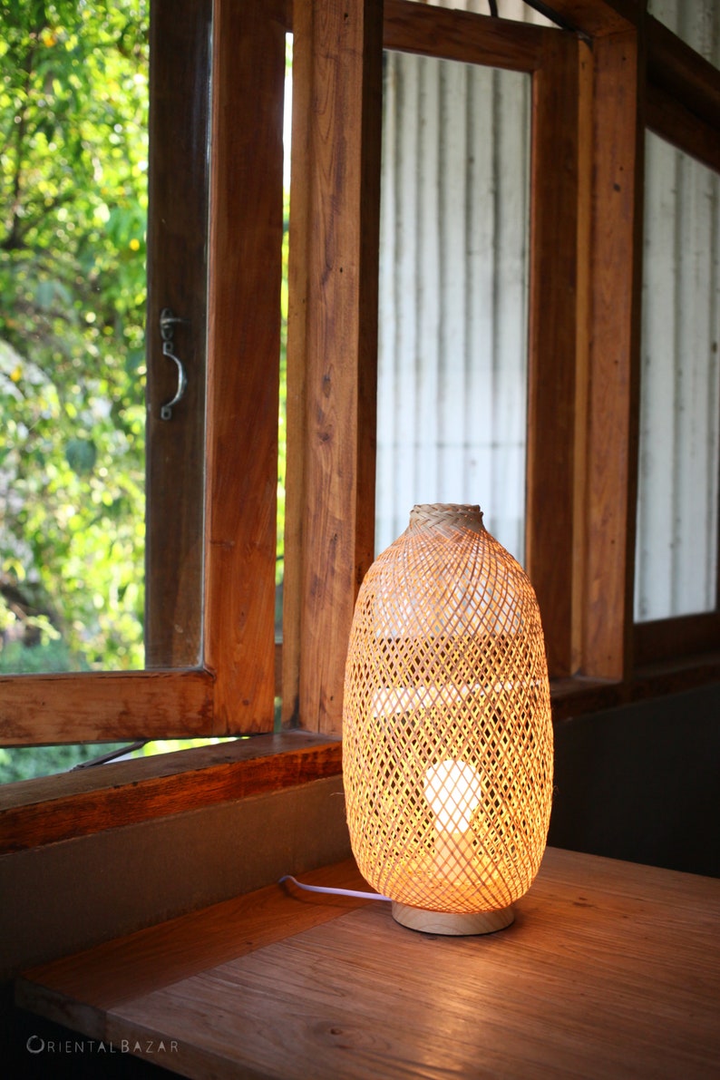 Floor Lamp Bamboo Floor Lamp Boho Floor Lamp Bamboo Etsy