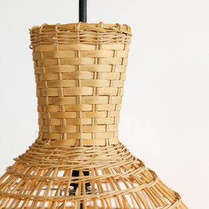 Bamboo Pendant Light, Woven Pendant Lamp, Bamboo Hanging Lamp, Coastal Bar Light, Accent Lamp, Veneer Lamp, Basket Pendant Lamp, Asian Light image 5