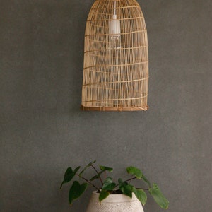 Bamboo Pendant Light, Woven Pendant Lamp, Bamboo Hanging Lamp, Coastal Bar Light, Accent Lamp, Veneer Lamp, Basket Pendant Lamp, Asian Light image 3