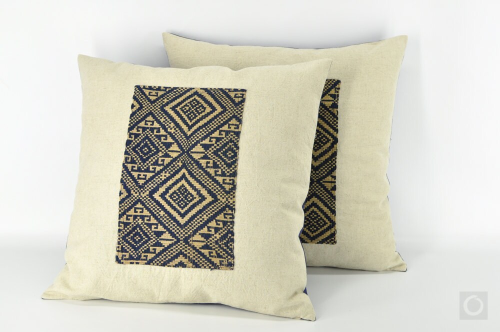 Bohemian Pillow Case Thai Lao Indigo Handwoven Cotton Boho Etsy