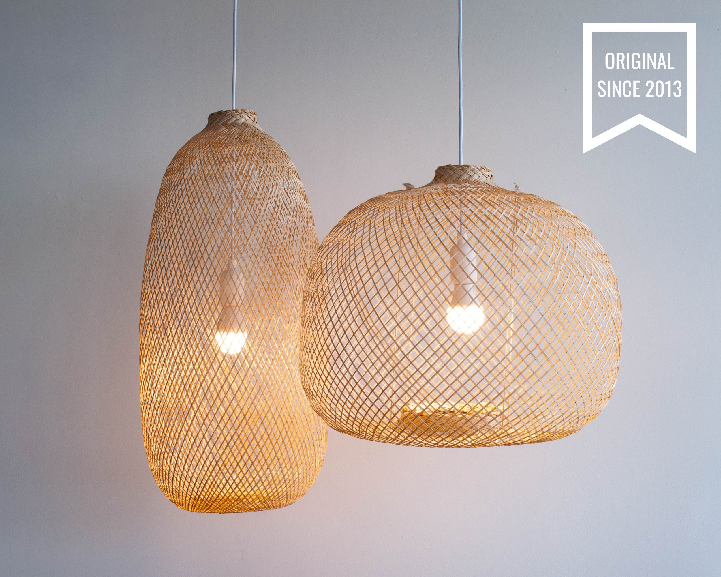 Durven mond Impressionisme Flexible Bamboo Pendant Light Fish Trap Ceiling Lamp Hanging - Etsy