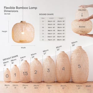 Handvävd flexibel bambu pendellampa, Japandi korglampskärm bild 4