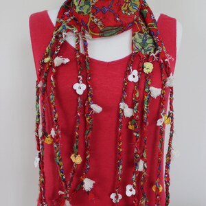 Boho Red Braided Ethnic Scarf, Turkish OYA, Bohemian gypsy headwrap, hair wrap, yemeni, crochet - Bandana, Dreadlocks Red Bandana Boho Hippy image 4
