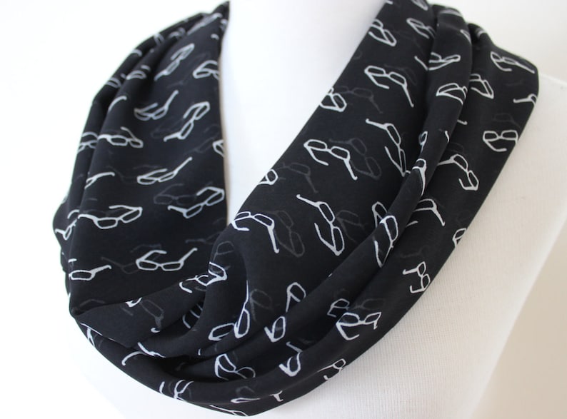 Eyeglasses Scarf Black White Scarf Glasses Print Scarf Eyeglasses Print Scarf Eye Glasses Patterned Scarf Geometrical Scarf Printed Scarves image 1