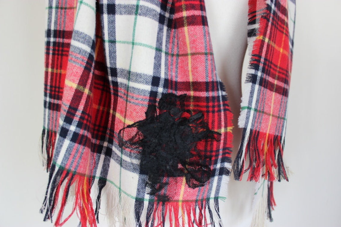 green and red tartan scarf