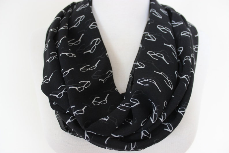 Eyeglasses Scarf Black White Scarf Glasses Print Scarf Eyeglasses Print Scarf Eye Glasses Patterned Scarf Geometrical Scarf Printed Scarves image 2