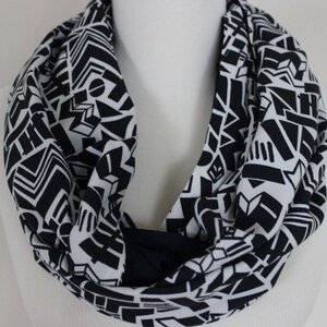Navajo Scarf, Tribal Print, Geometrical Scarf, Black Loop Scarf, Bohemian Womens Scarf, African Print Scarf, Boho Print Scarf, Printed Scarf