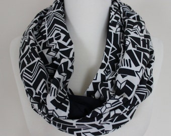 Navajo Scarf, Tribal Print, Geometrical Scarf, Black Loop Scarf, Bohemian Womens Scarf, African Print Scarf, Boho Print Scarf, Printed Scarf