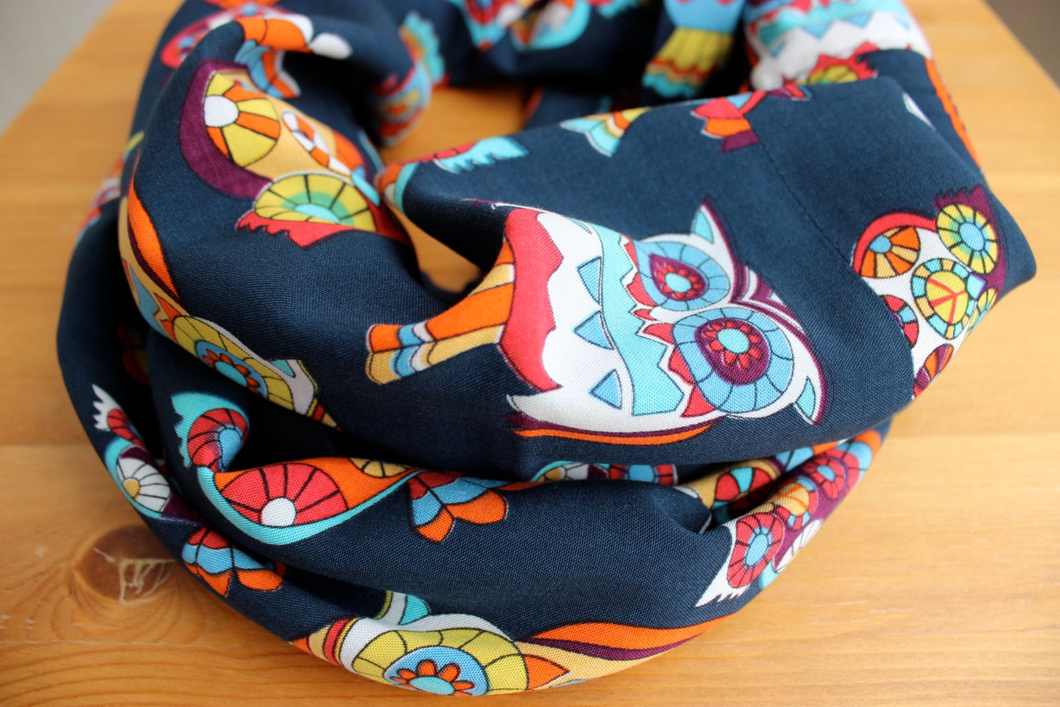 Owls, Owl Scarf, Owl Infinity Scarf, Owl Print Loop Scarf, Owls Scarf, Women Scarves, Owl Circle Sca