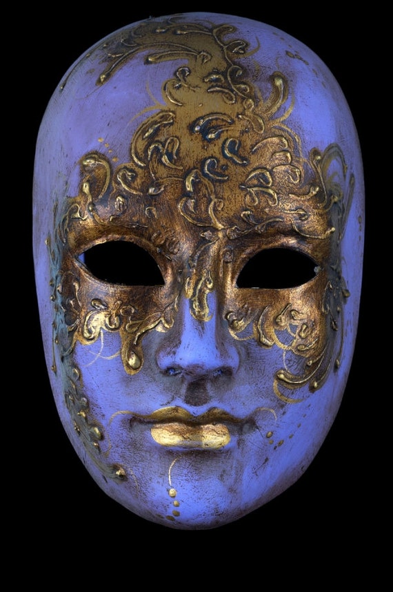 Blue and Gold Face venetian mask for sale