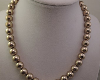 Heavy Gold Tone Bead Necklace 1950-60s