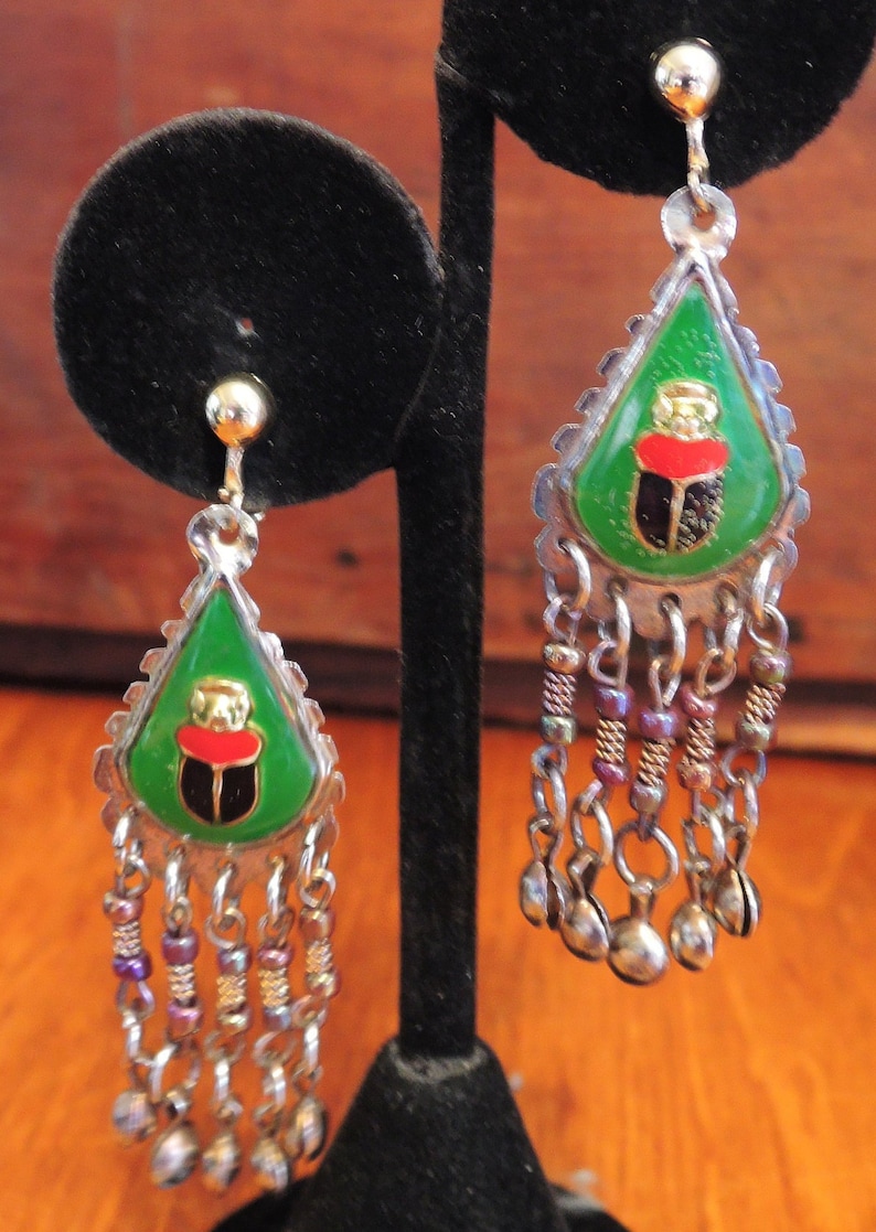 Stunning Egyptian Collar Necklace and Earrings 1970s