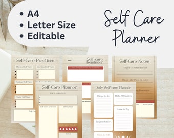 Self Care Planner| Self care practices| Self Care reminder| Self Care Challenge| Editable Pdf Self Love Journal| Digital Printable Self care