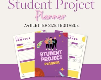 Student project Planner Printable| Class Project schedule| Assignment Planner| Project Agenda| Reading tracker|A4 group project editable pdf