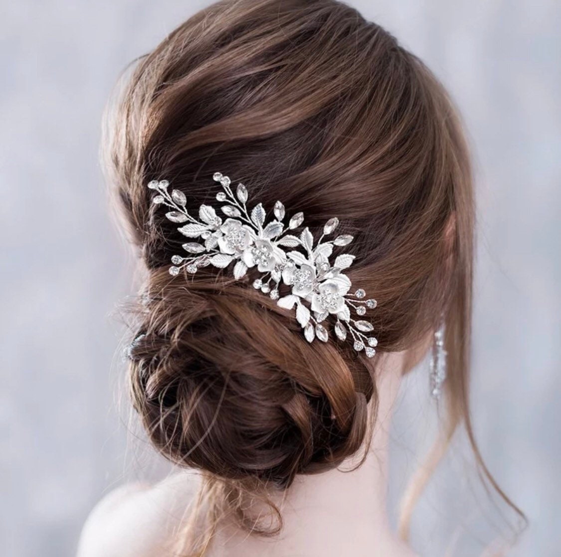 Silver Crystal Rhinestone Bridal Hair Comb. Silver rhinestone | Etsy