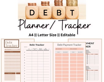 Debt tracker printable| Debt snowball| Debt payment tracker| Debt payoff| Debt planner| Debt free progress| Debt tracker digital| PDF|A4